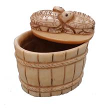 OX BONE CARVED BASKET W/ TURTLE
